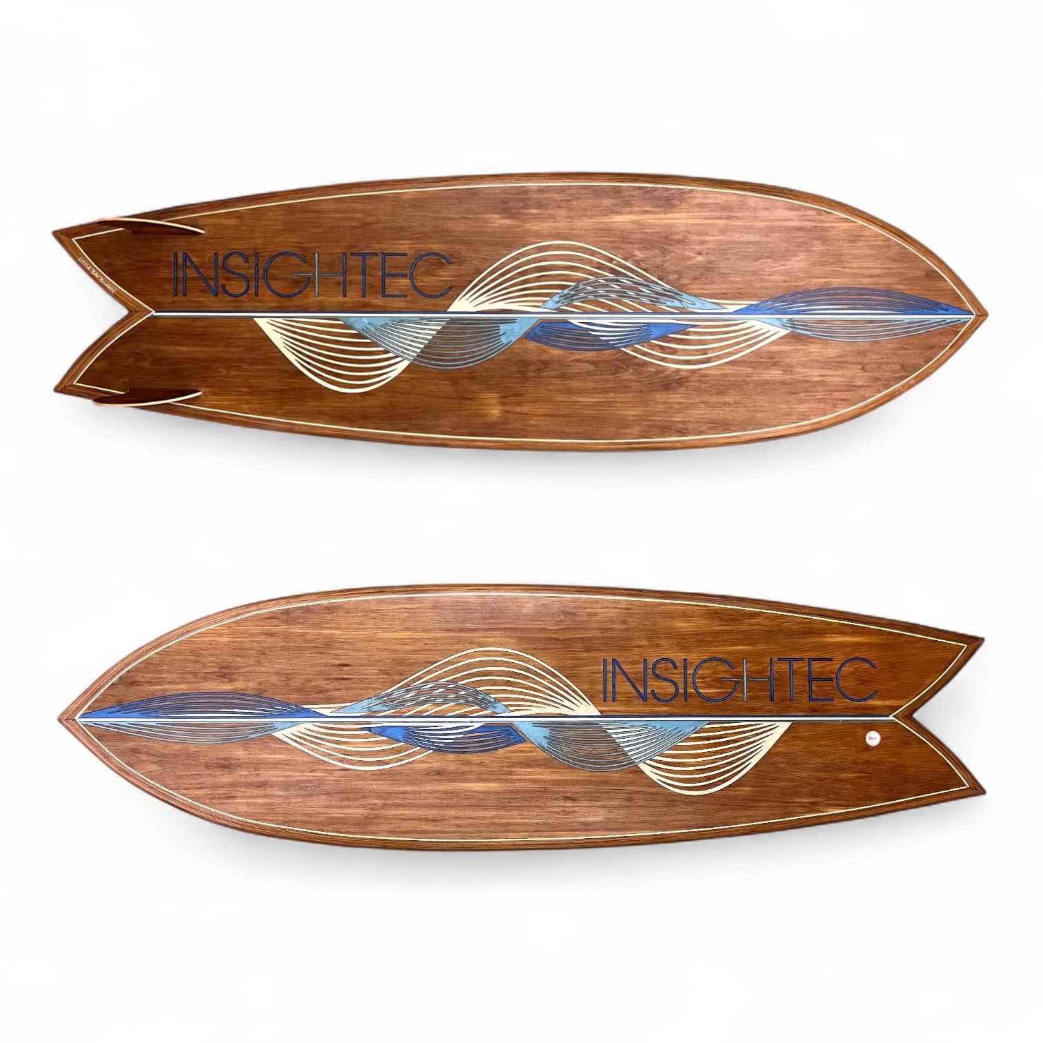 Custom Wood Surfboard with Company Logo