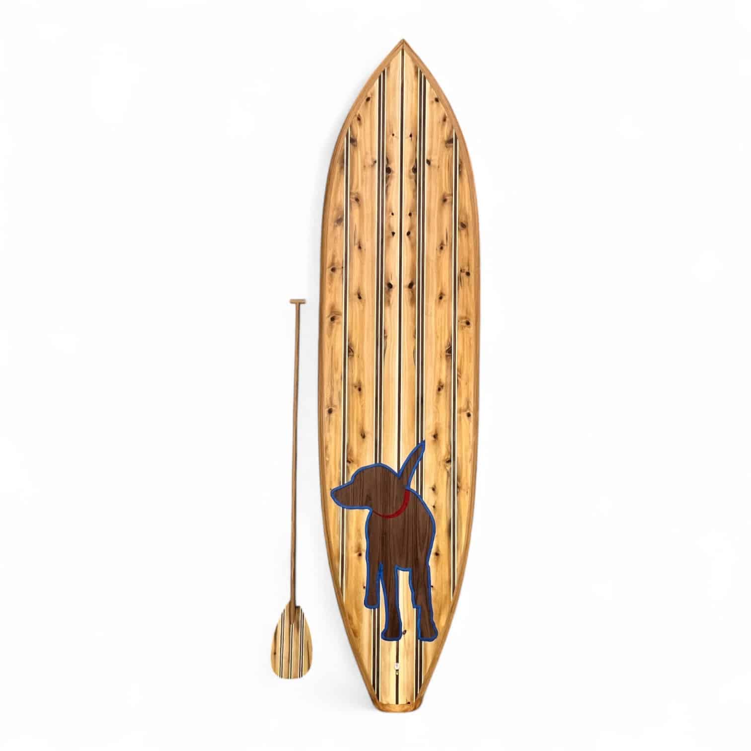 Bissell Pet Foundation | Custom Wood Paddleboard with Company Logo dog with Blue
