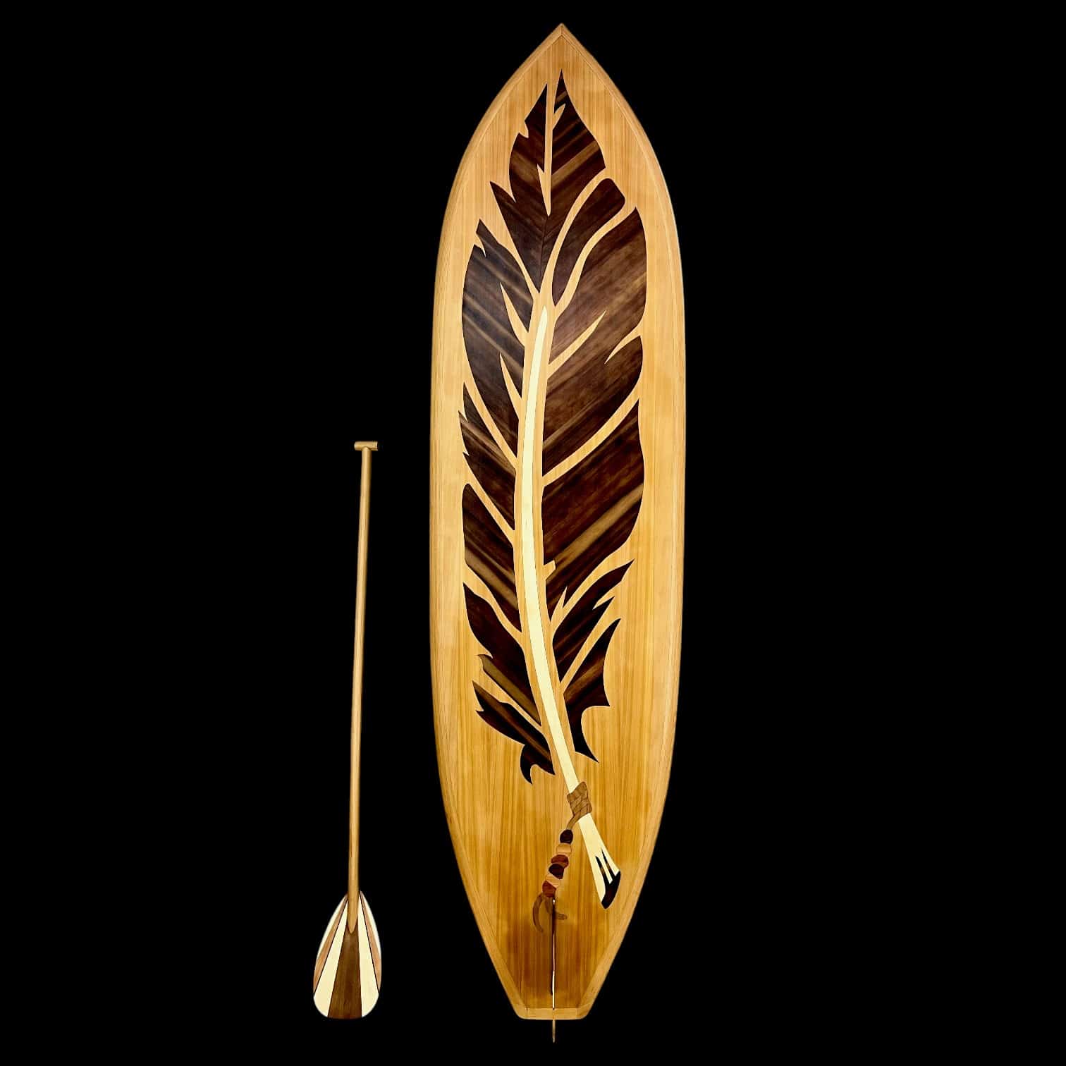 Bissell Pet Foundation | Custom Wood Paddleboard with Company Logo of dogs down center