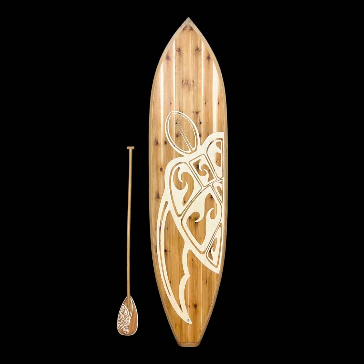 Turtle Design on Wood Paddle Board