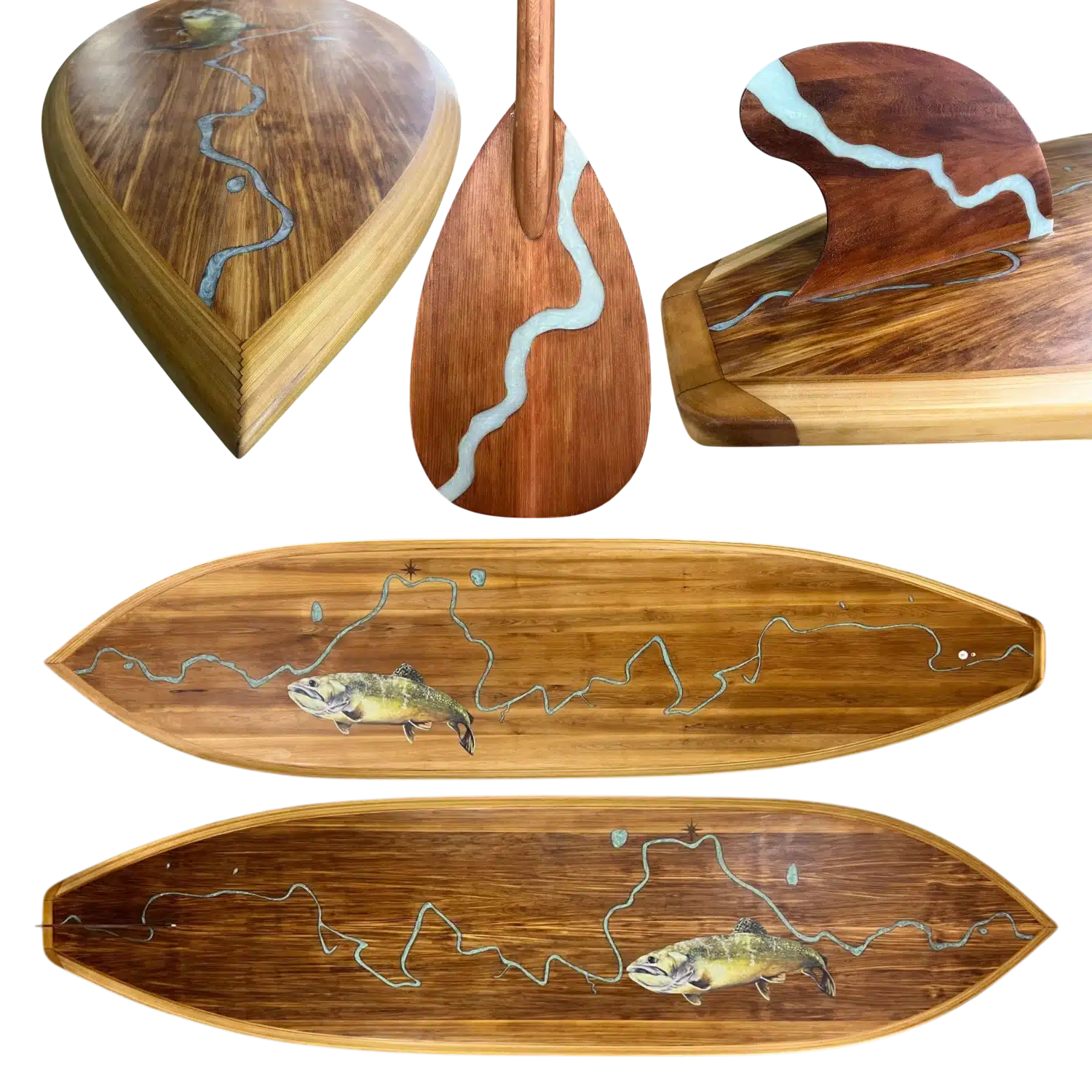 Custom Wood Paddleboard Brook Trout River